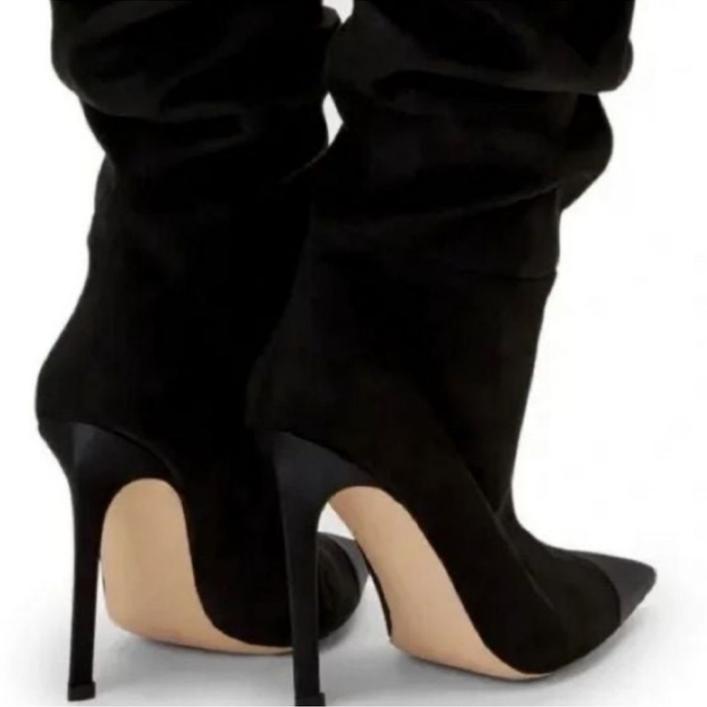 black suede Good American over the knee slouch boot | knee high boots - Picture 7 of 10